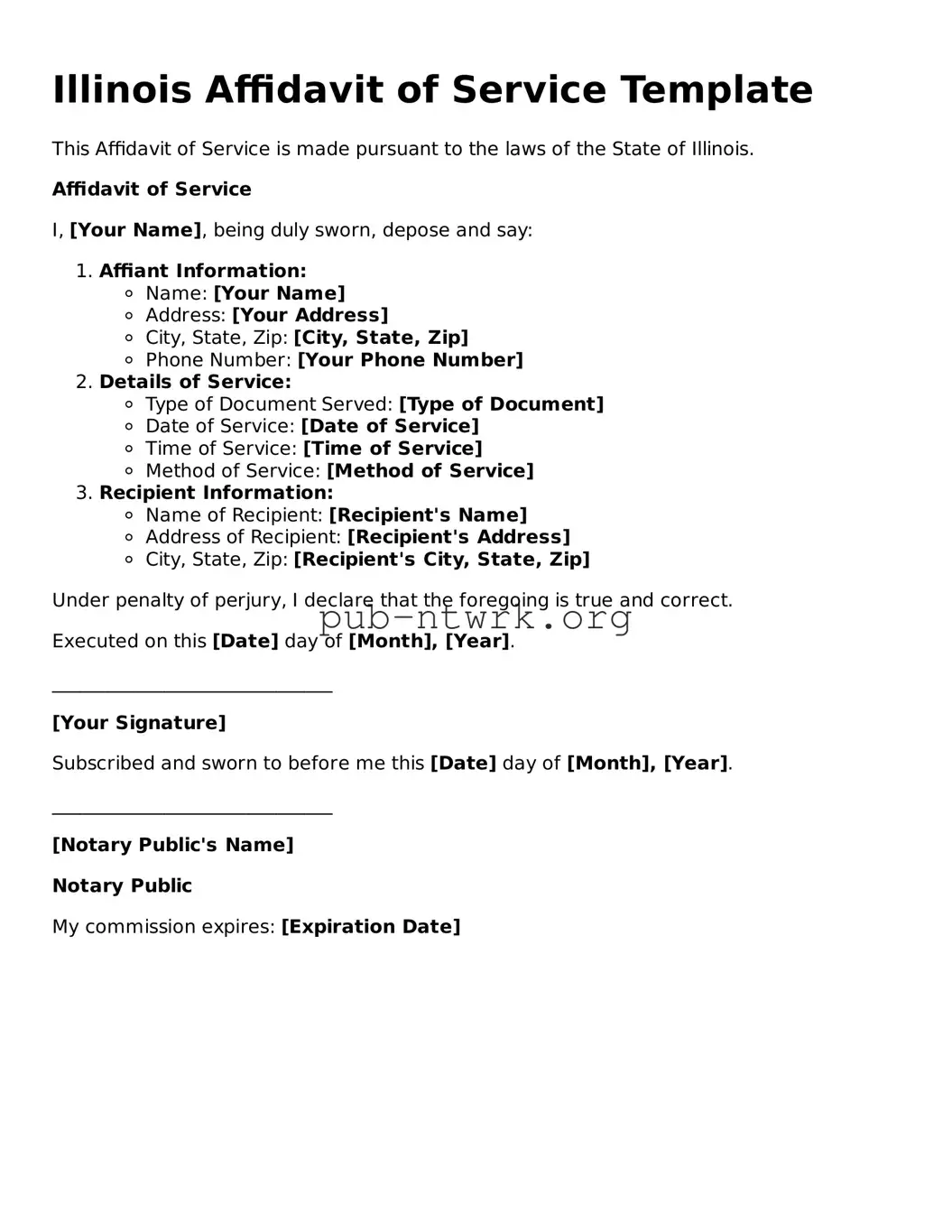 Free Illinois Affidavit of Service Form