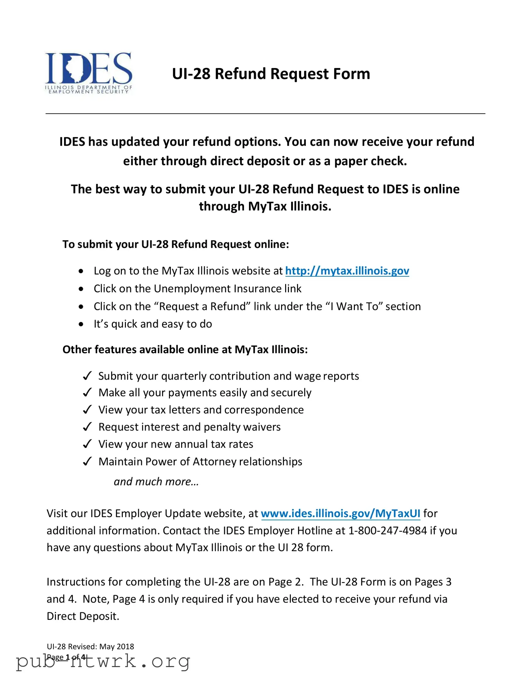 Blank Illinois Ui 28 PDF Form