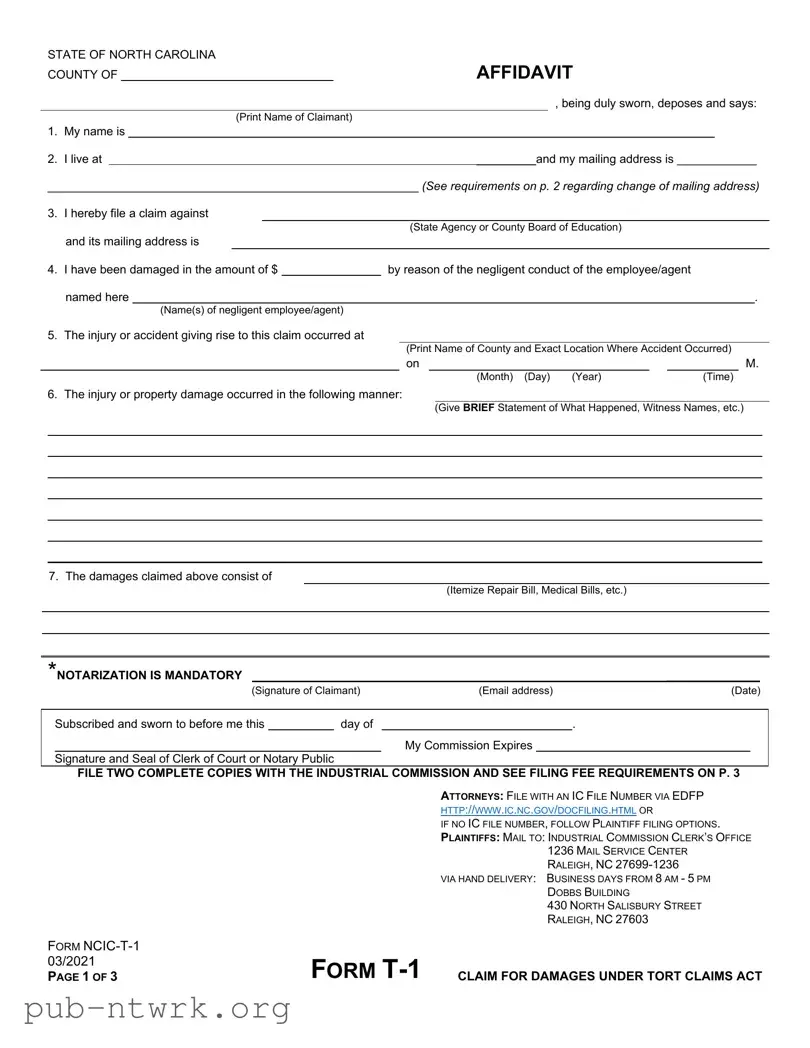 Blank Arizona Tort Claim PDF Form