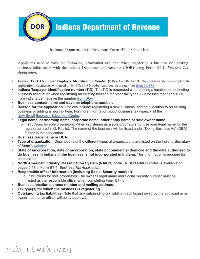 Blank Bt 1 Indiana PDF Form