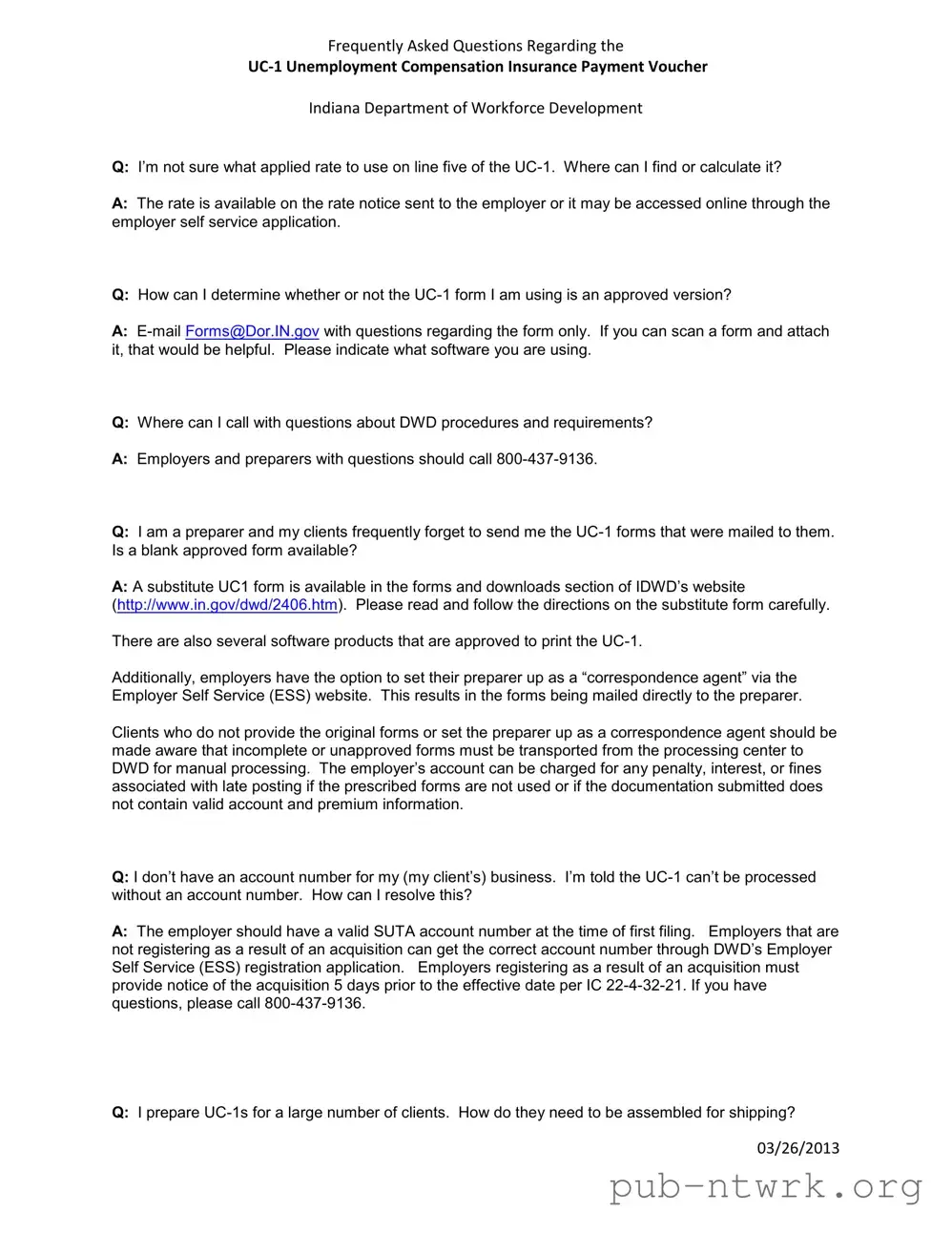 Blank Uc1 Indiana PDF Form
