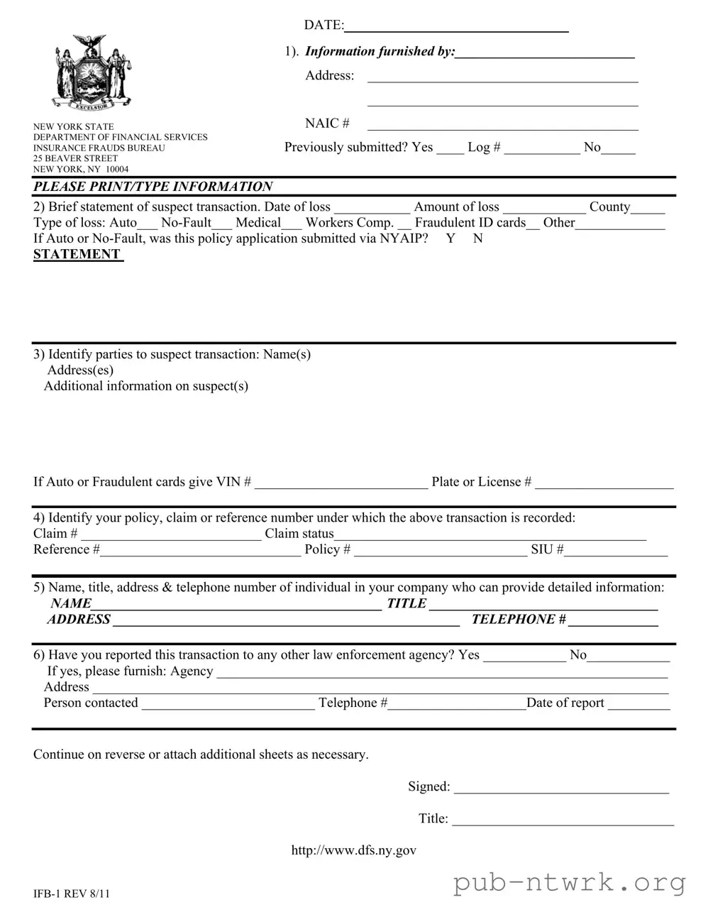 Blank New York Ifb 1 PDF Form