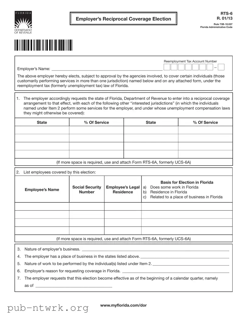 Blank Florida Rts 6 PDF Form