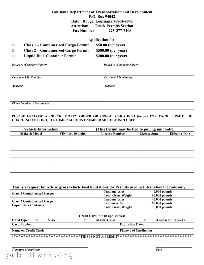 Blank Harvest Season Permit Louisiana PDF Form
