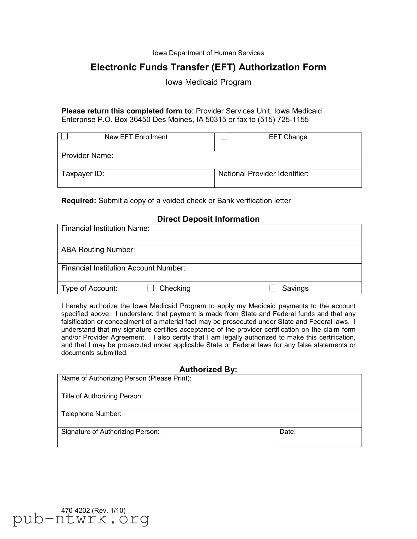Blank Iowa 470 4202 PDF Form