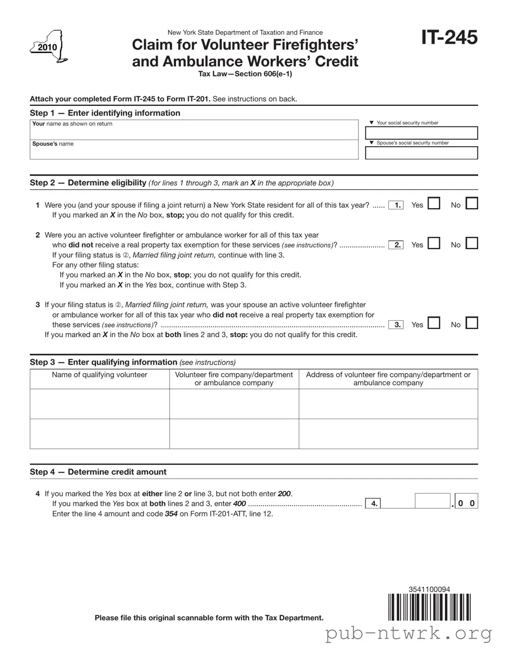 Blank New York It 245 PDF Form