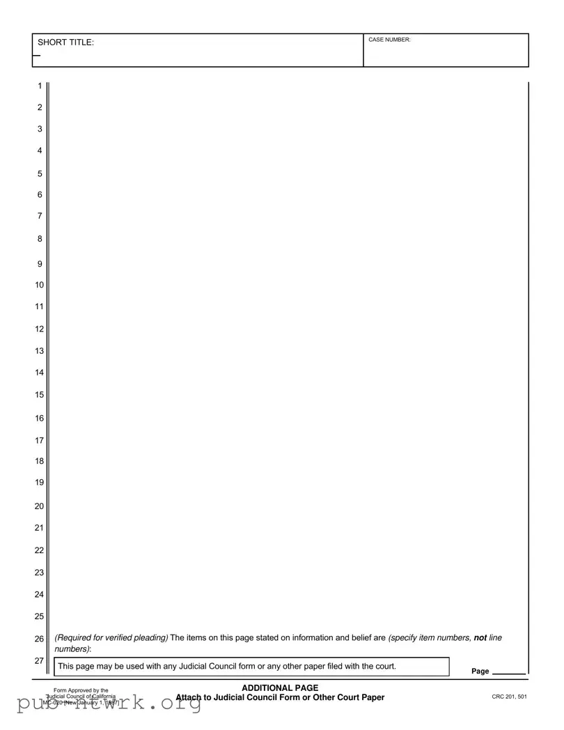 Blank California Judicial Council PDF Form