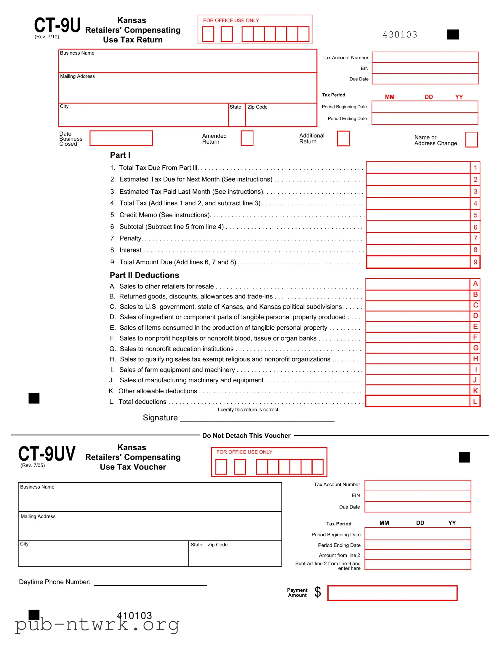 Blank Kansas Ct 9U PDF Form