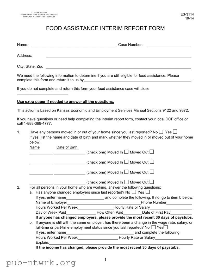 Blank Es 3114 Kansas PDF Form
