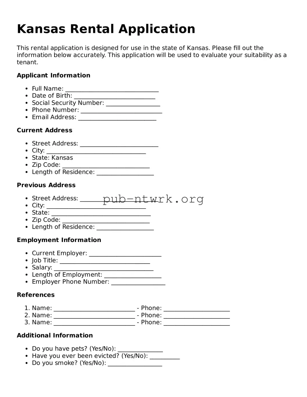 Free Kansas Rental Application Form