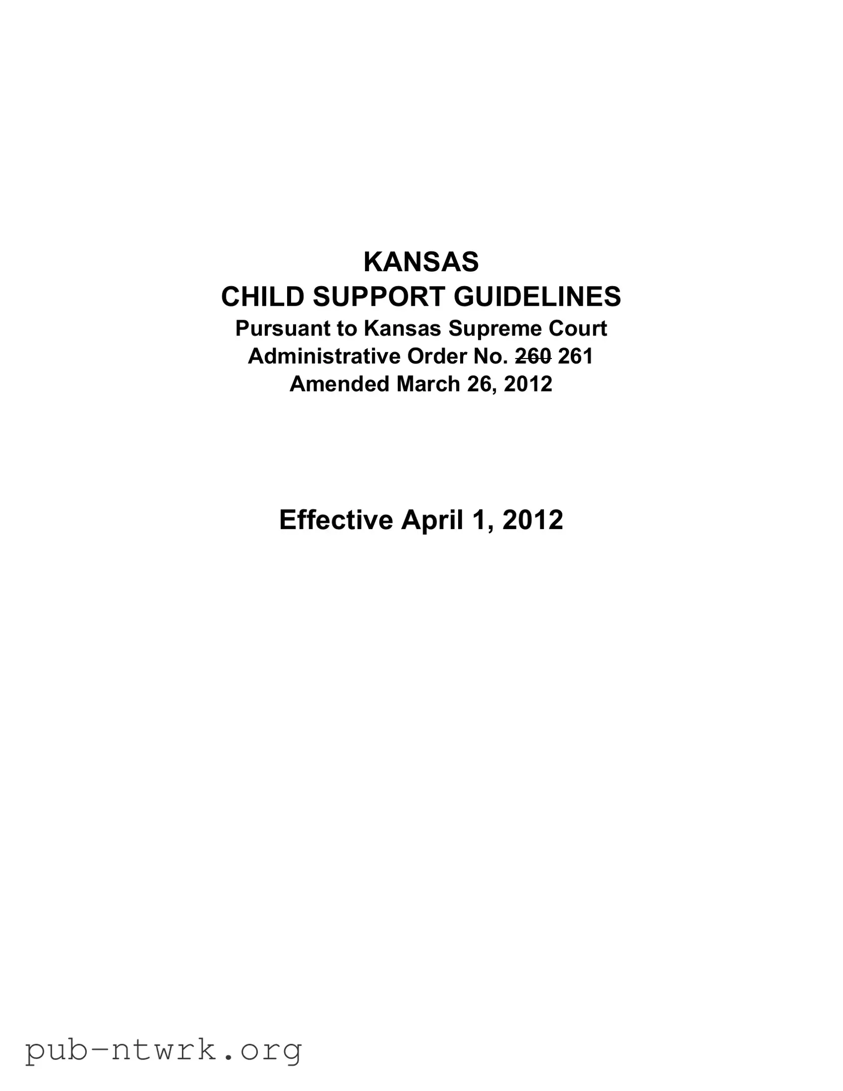 Blank Kansas Child Support PDF Form