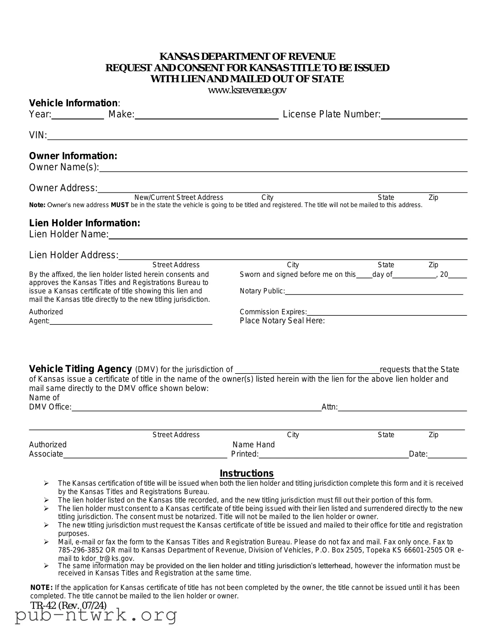 Blank Kansas Tr 42 PDF Form