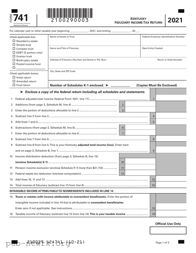 Blank 741 Kentucky PDF Form