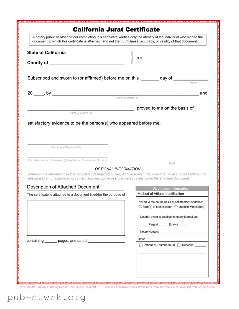 Blank California Jurat PDF Form