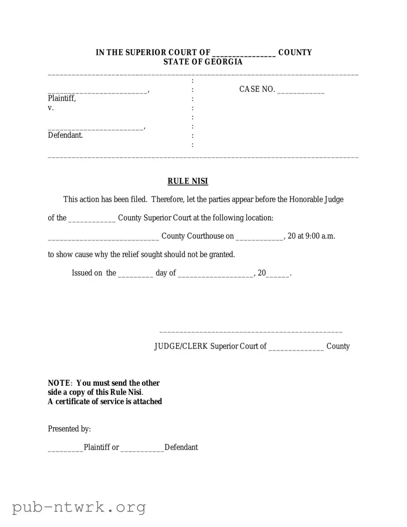 Blank Georgia Rule Nisi PDF Form