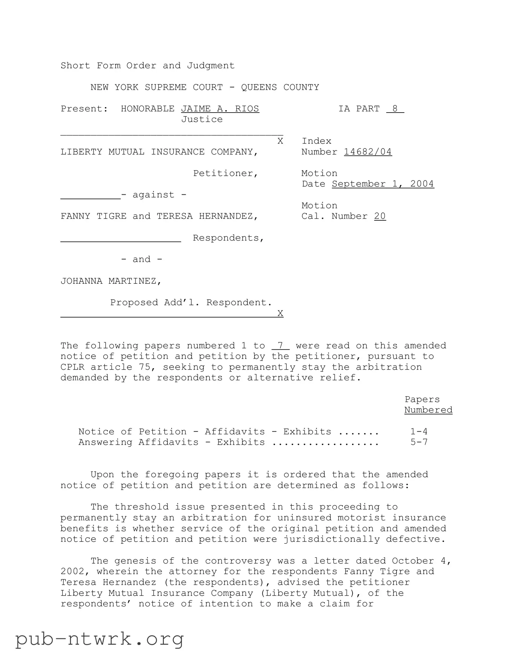 Blank Judgment New York Supreme Court PDF Form