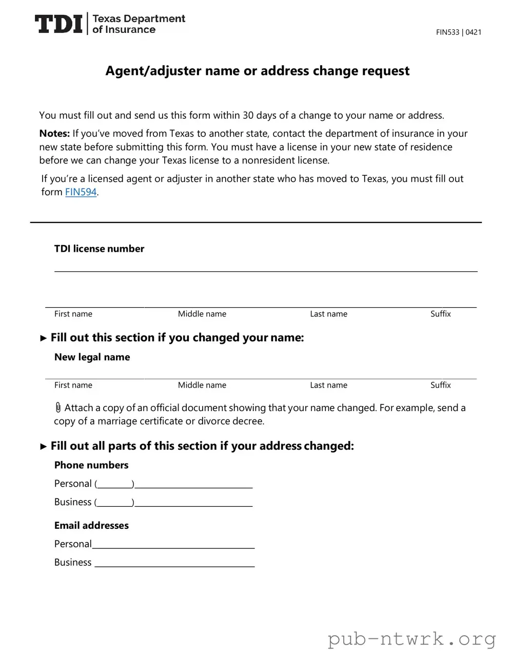 Blank Texas Fin533 PDF Form