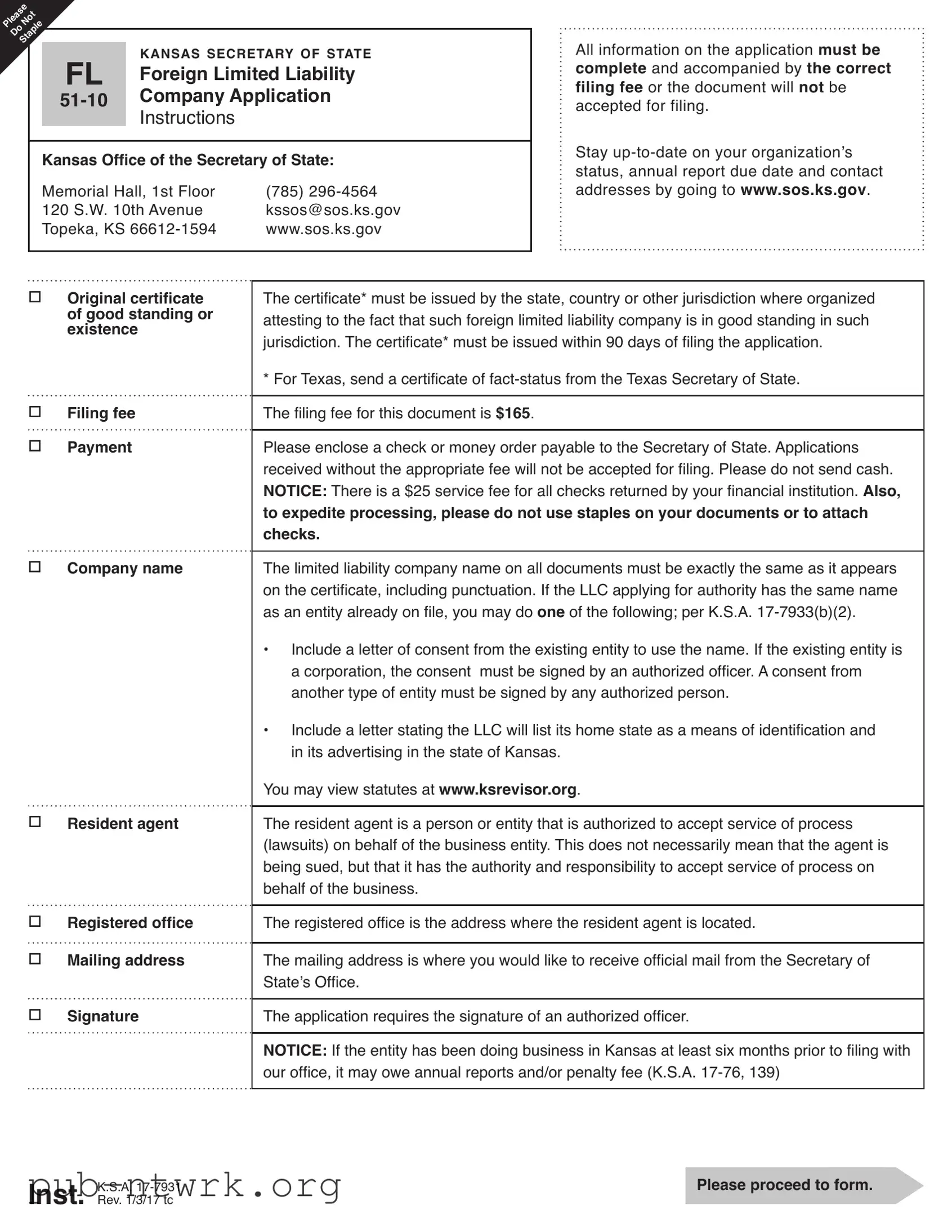 Blank Kansas Fl 51 10 PDF Form