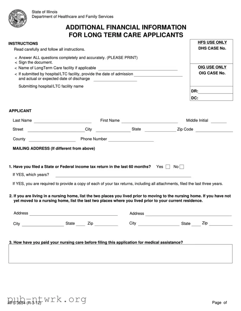 Blank Hfs 3654 Illinois PDF Form