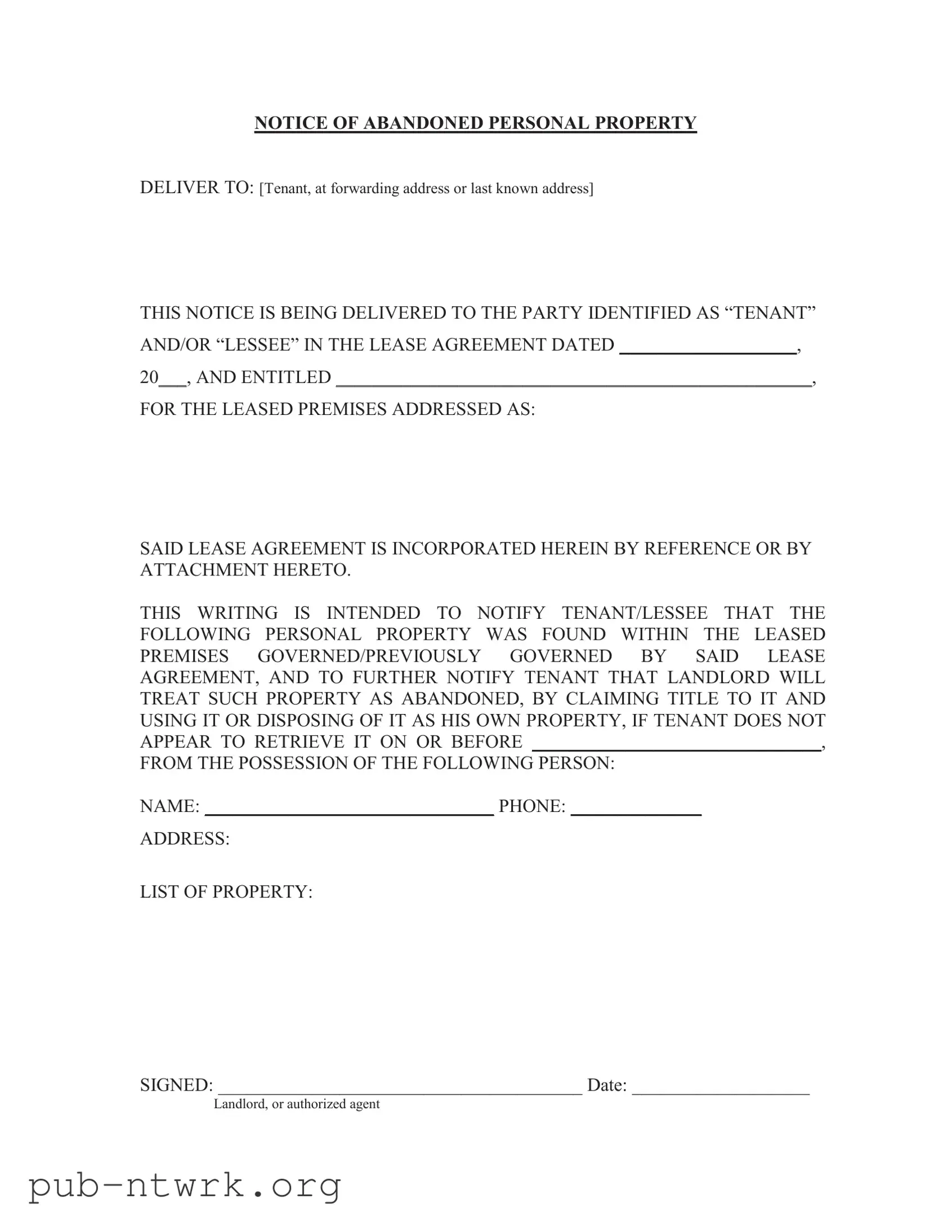 Blank Kansas Property PDF Form