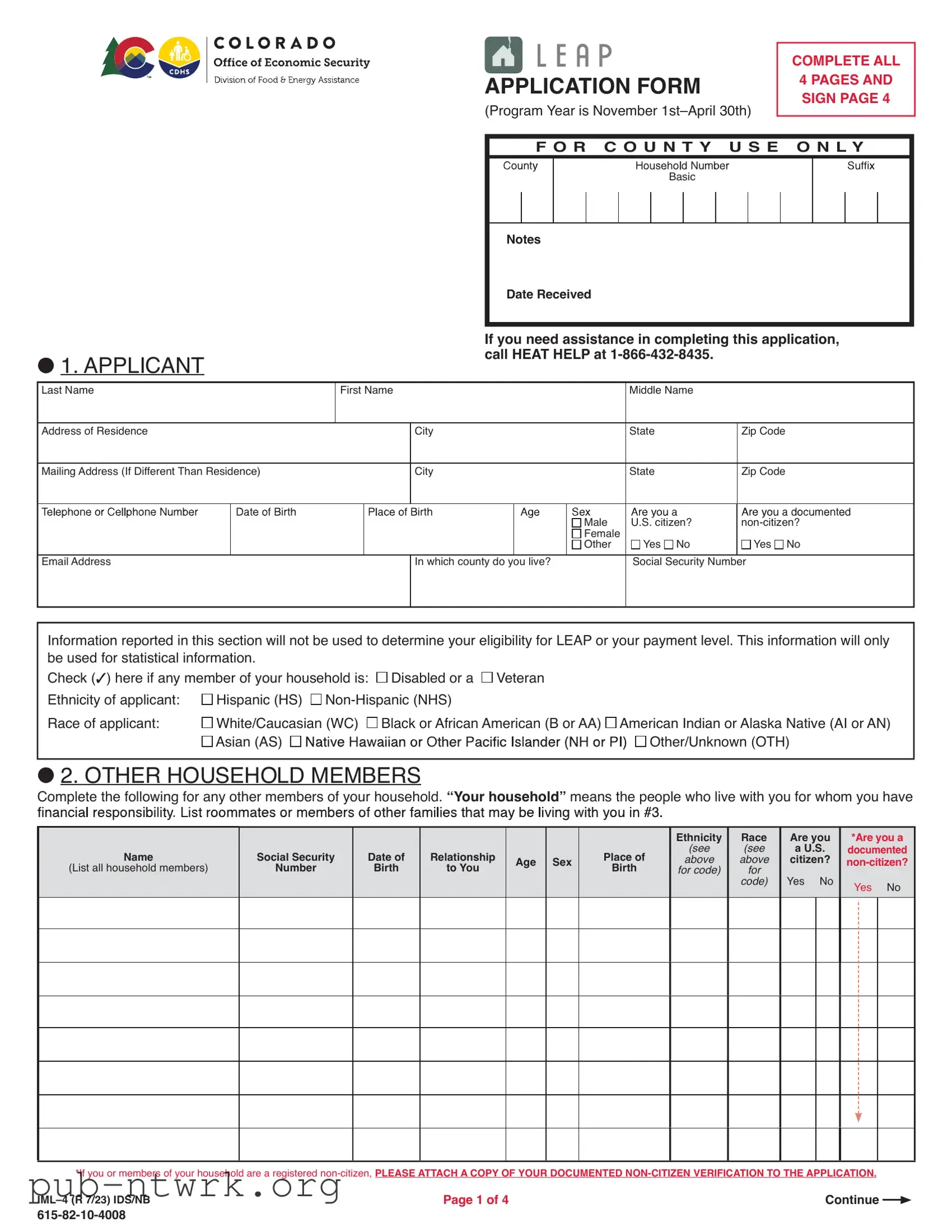 Blank Leap application IML-4 PDF Form