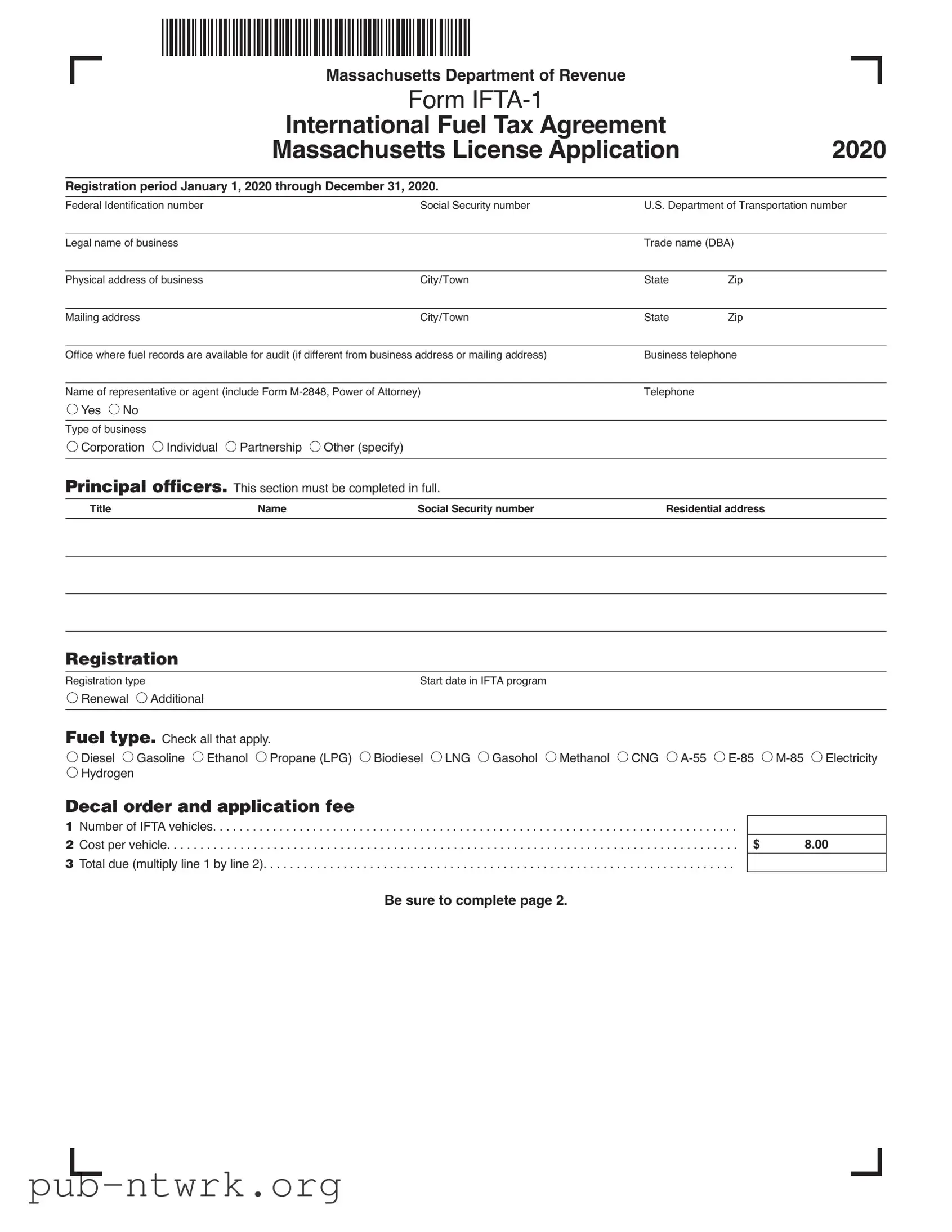 Blank Massachusetts Ifta PDF Form
