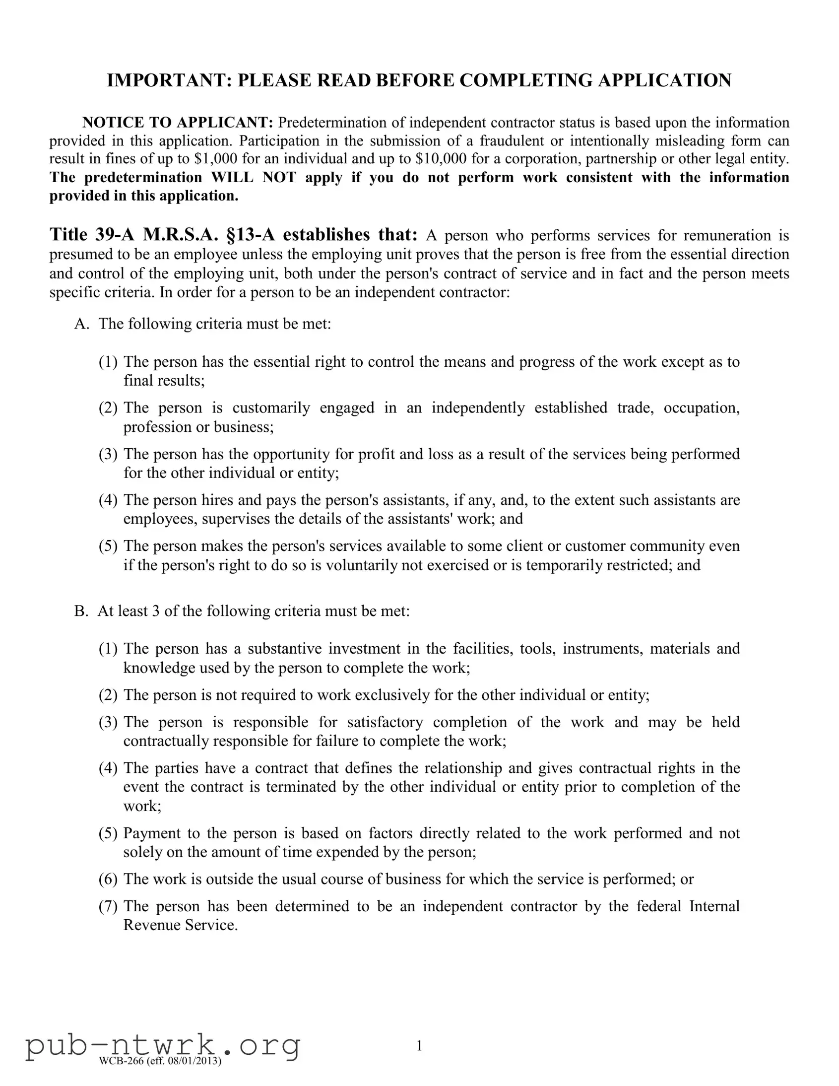 Blank Maine Predetermination PDF Form