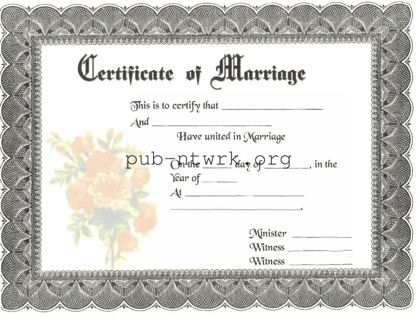 Blank Marriage Certificate PDF Form