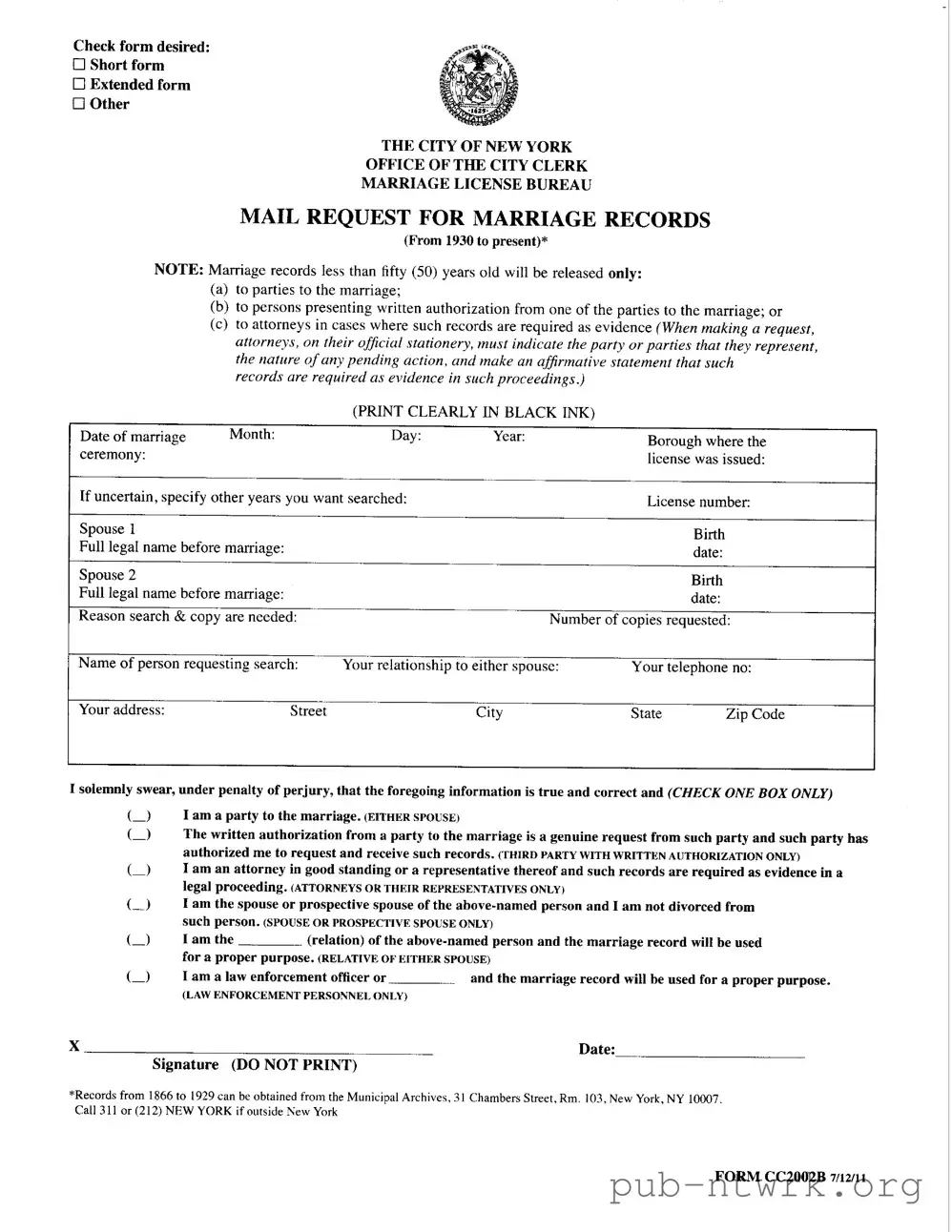 Blank New York Cc2002B PDF Form