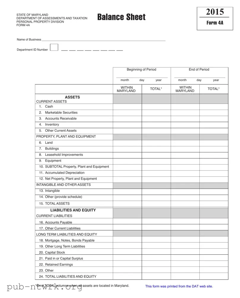 Blank 4A Maryland PDF Form