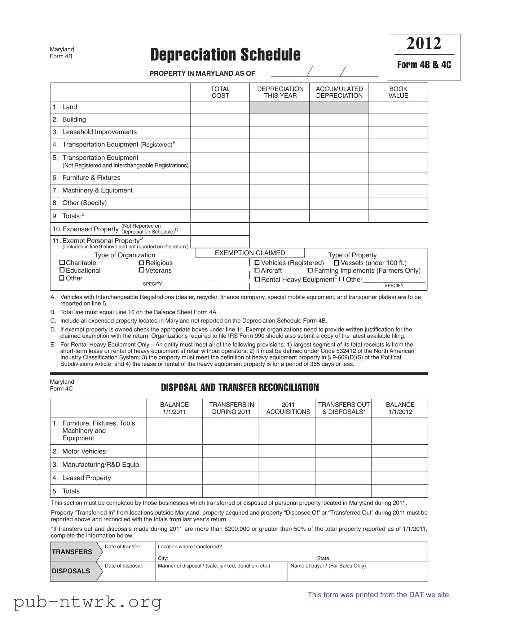 Blank Maryland 4B PDF Form