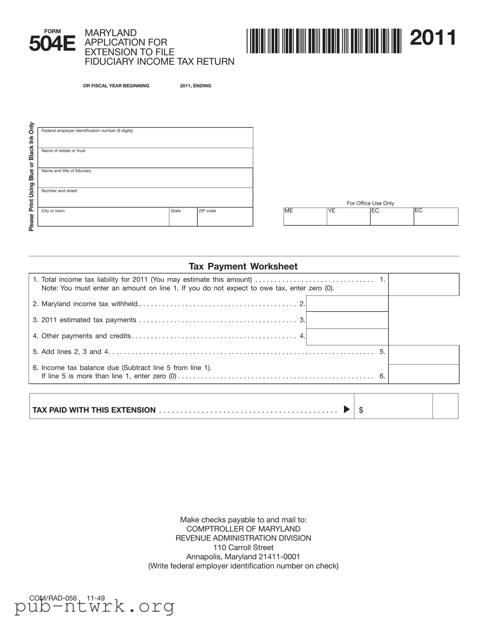 Blank Maryland 504E PDF Form