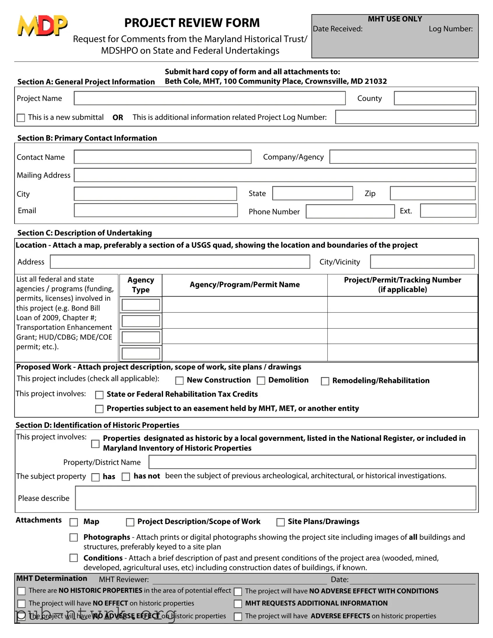 Blank Maryland PDF Form