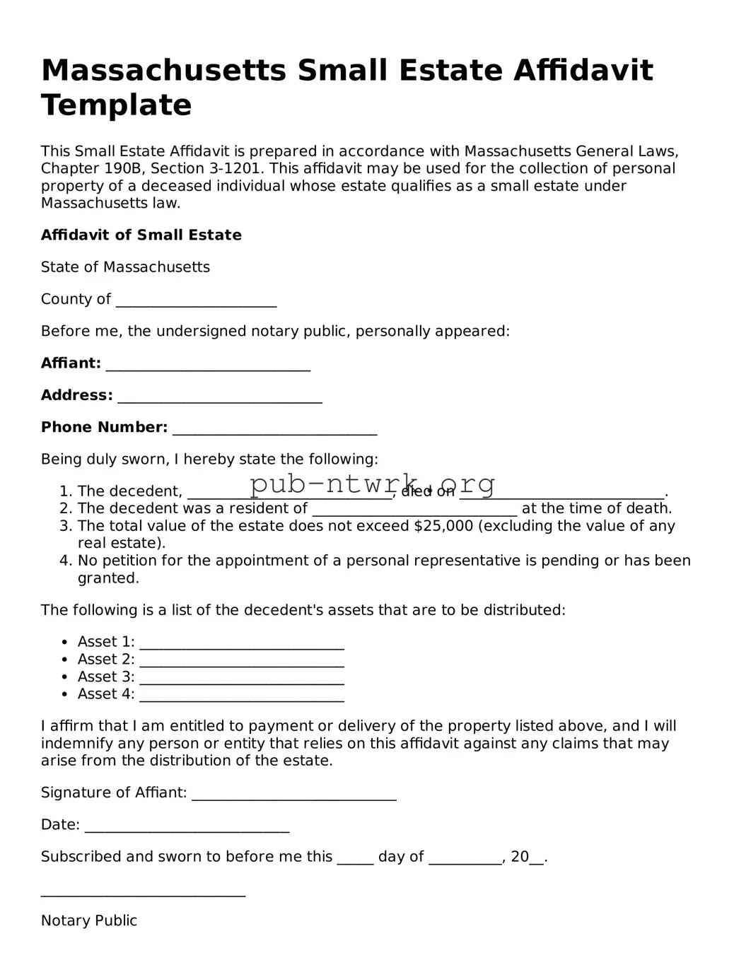 Free Massachusetts Small Estate Affidavit Form