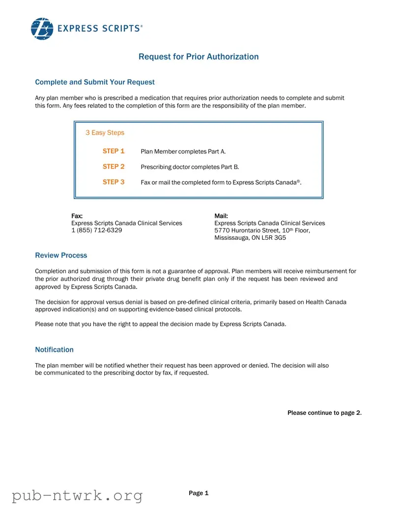 Blank Express Scripts Prior Authorization PDF Form