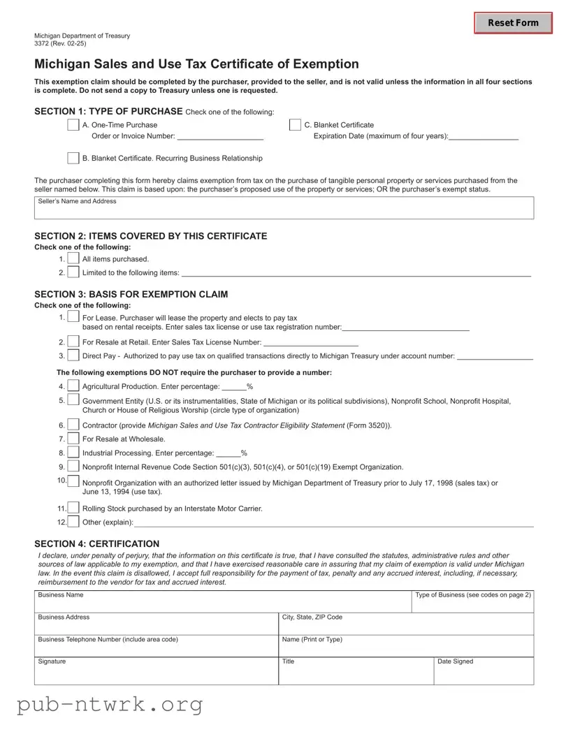 Blank 3372 Michigan PDF Form