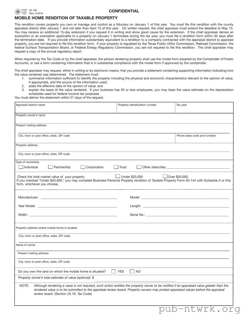 Blank Texas 50 160 PDF Form