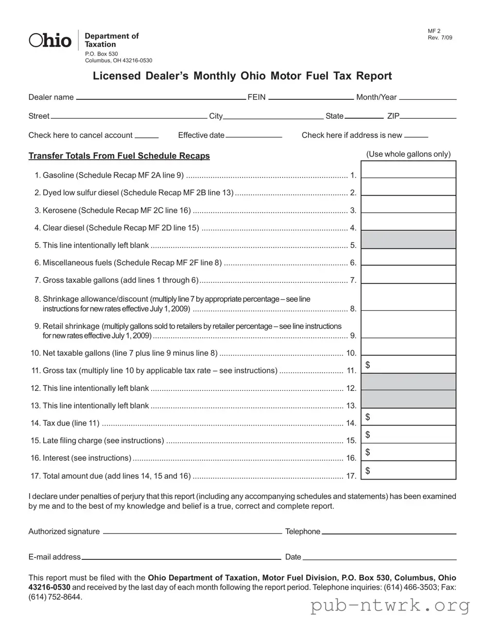 Blank Ohio Mf 2 PDF Form