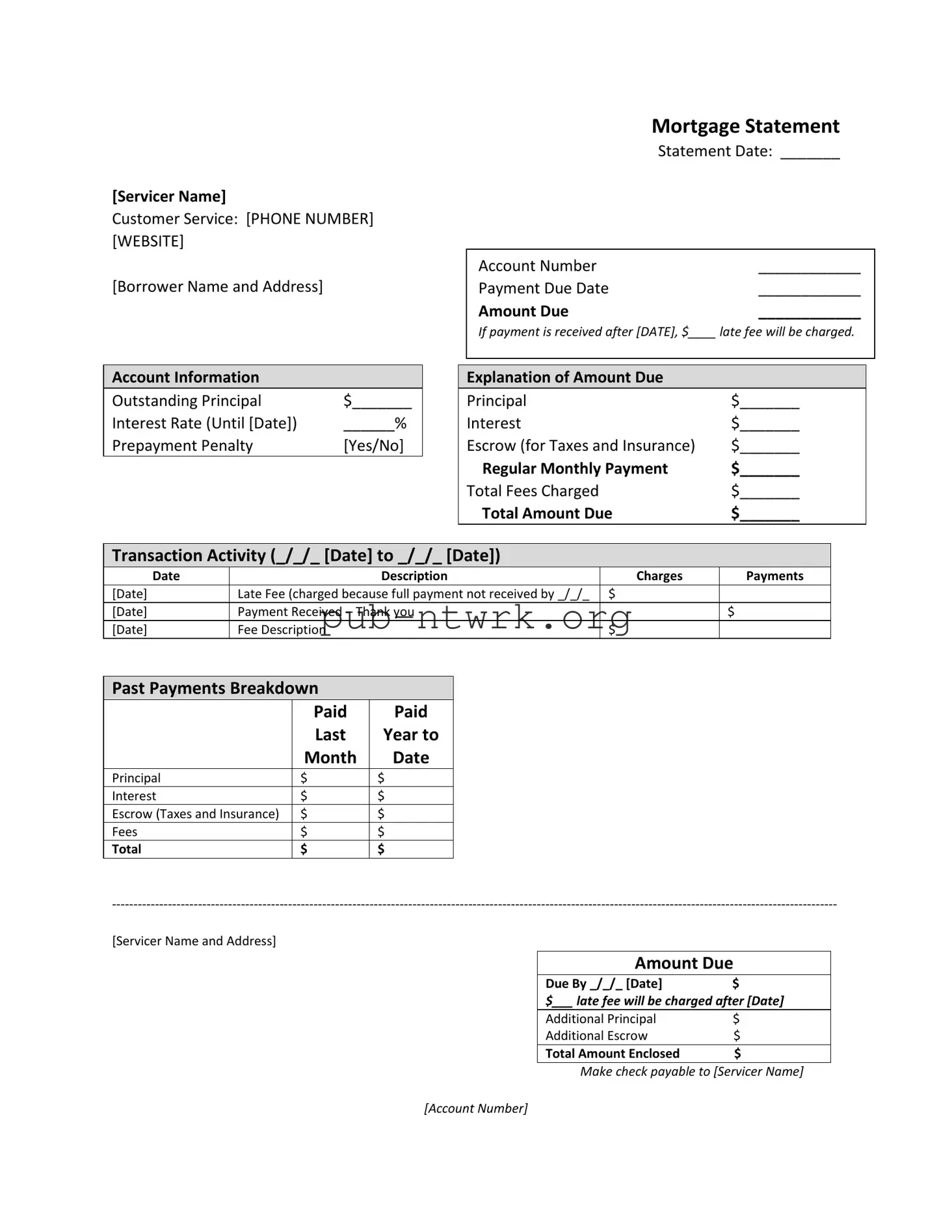 Blank Mortgage Statement PDF Form