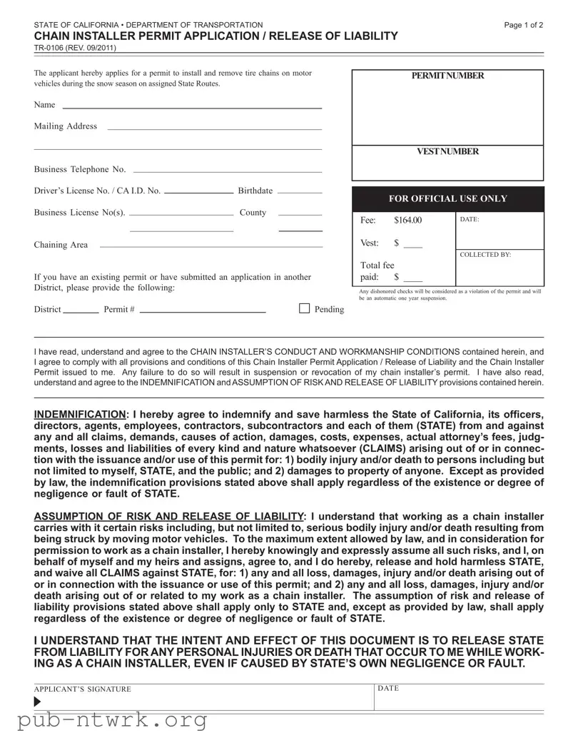 Blank California Tr 0106 PDF Form