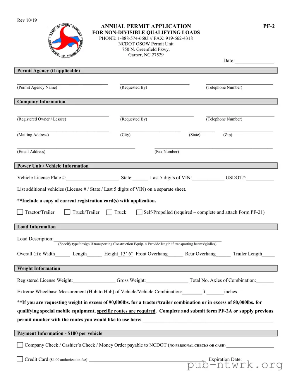 Blank North Carolina Pf 2 PDF Form