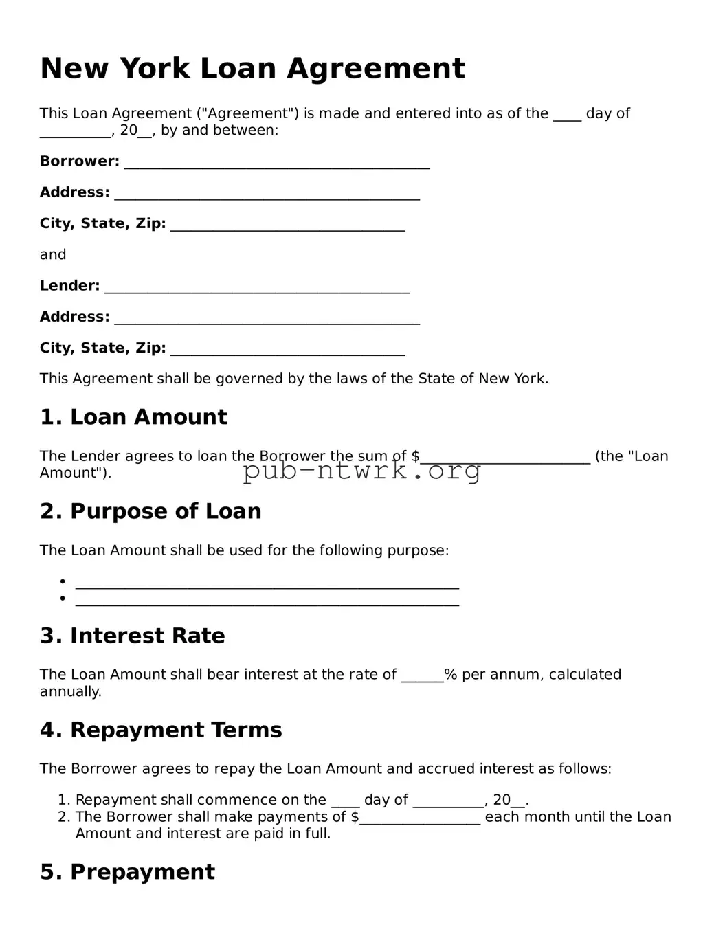 Free New York Loan Agreement Form