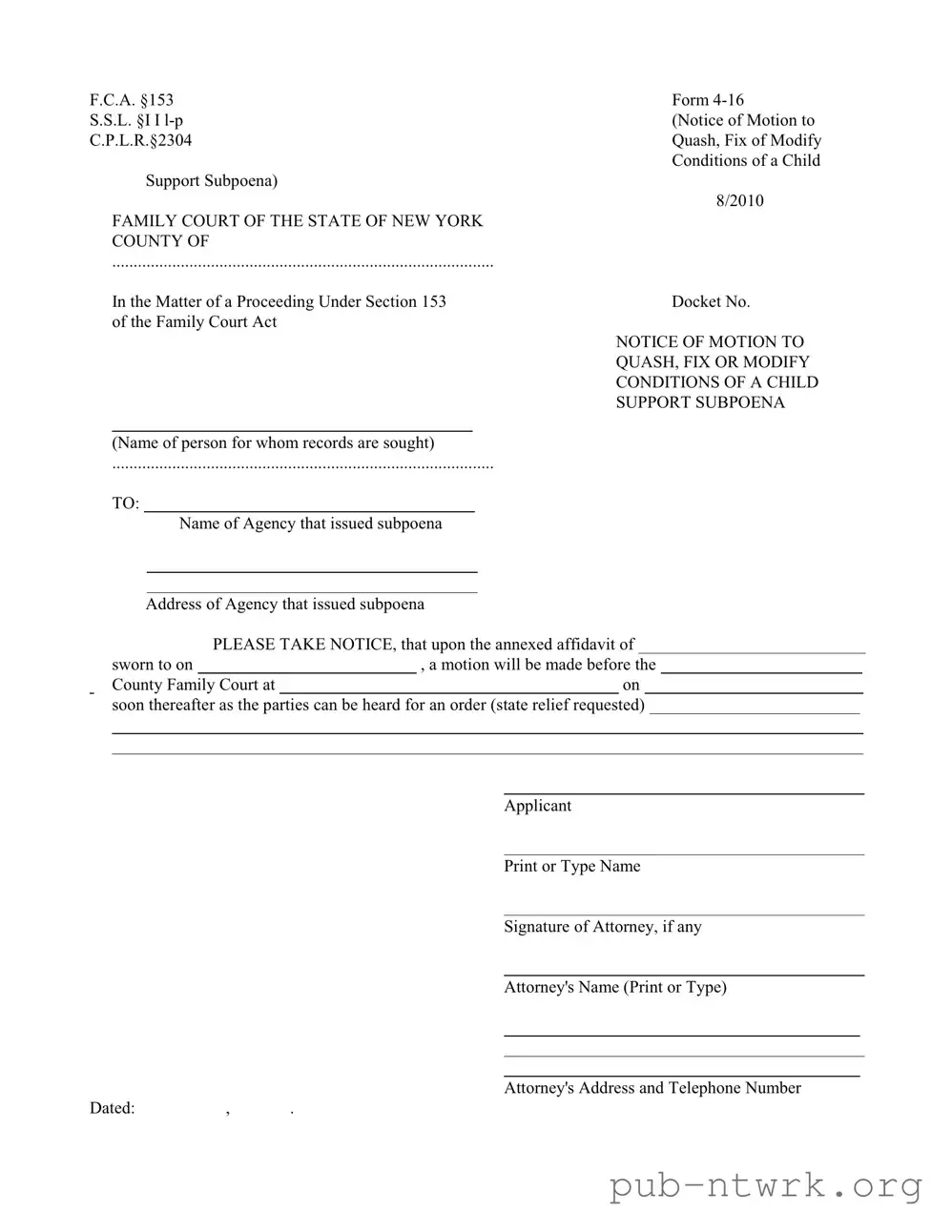 Blank New York 4 16 PDF Form