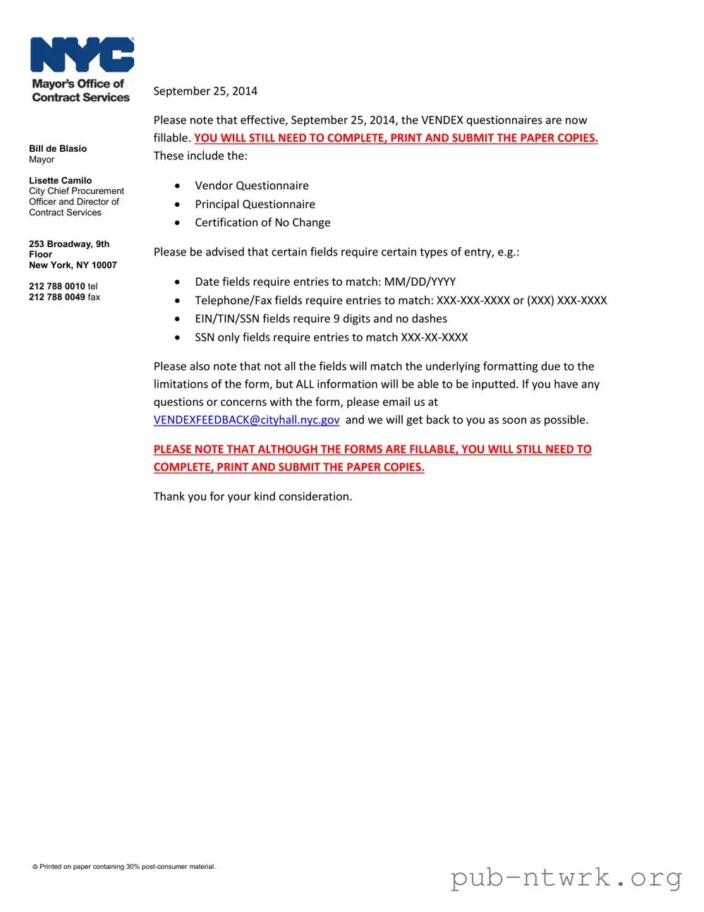 Blank New York Questionnaire PDF Form