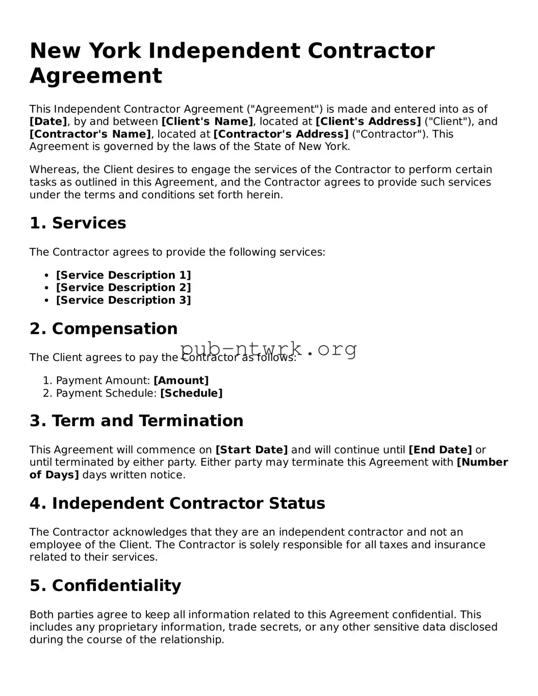 Free New York Independent Contractor Agreement Form