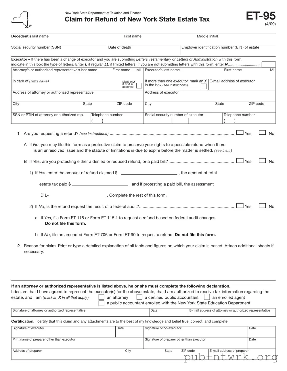 Blank New York Et 95 PDF Form