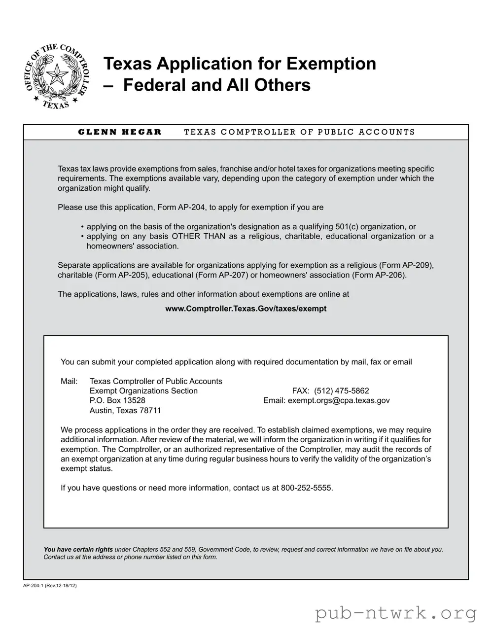 Blank Texas Ap 204 2 PDF Form