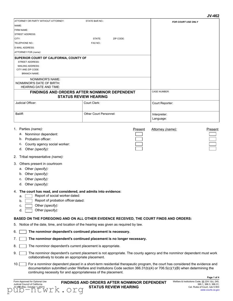 Blank California Jv 462 PDF Form
