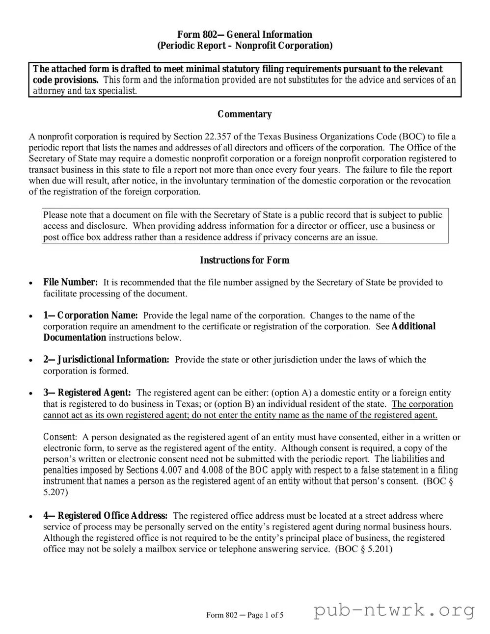 Blank Texas 802 PDF Form