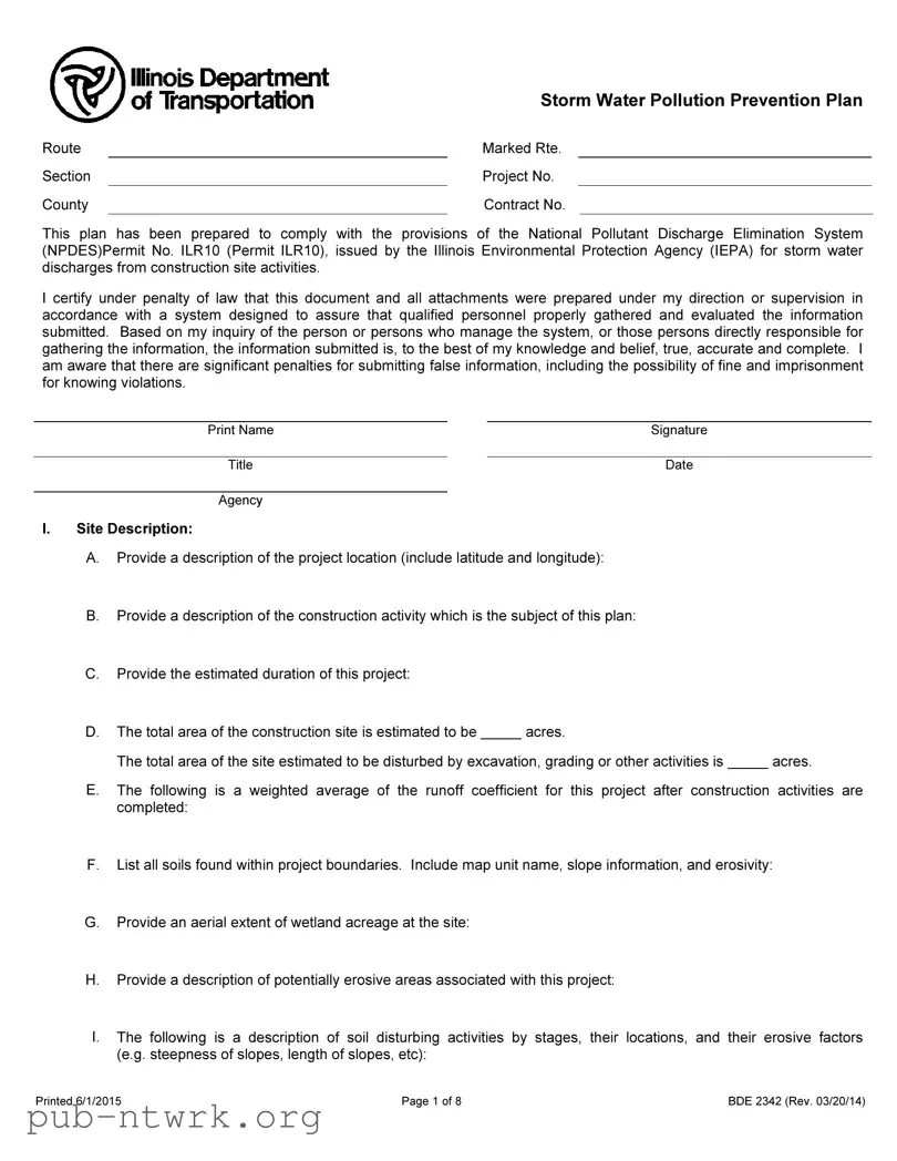 Blank Illinois Bde 2342 PDF Form